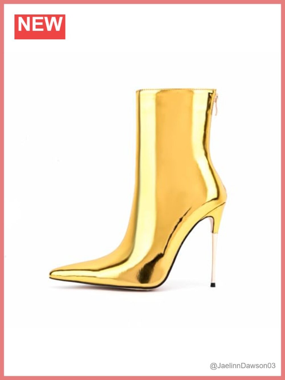 Women's Stiletto Heel Ankle Boots Metallic PU Pointed Toe Party Shoes Back